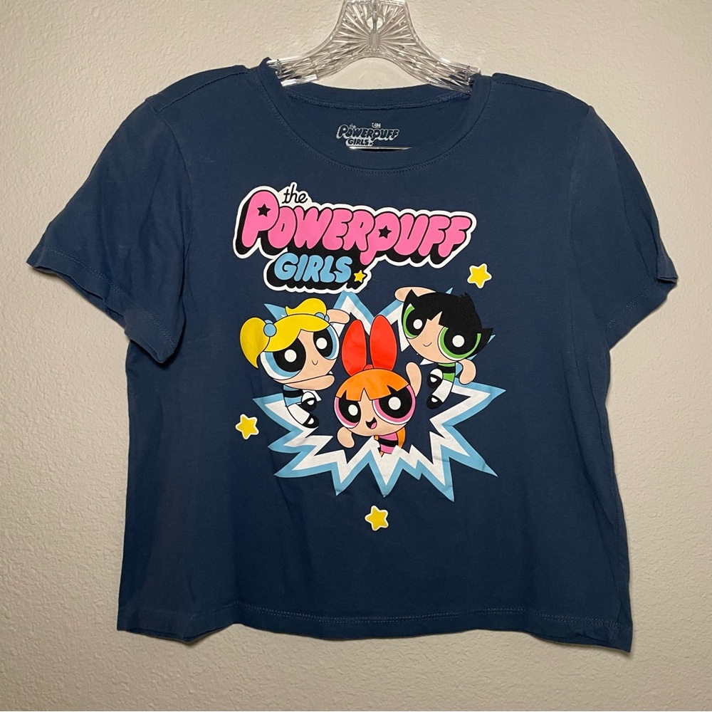 Cartoon Network The Powerpuff‎ Girls Womens XL Blue Graphic T Shirt Short Sleeve